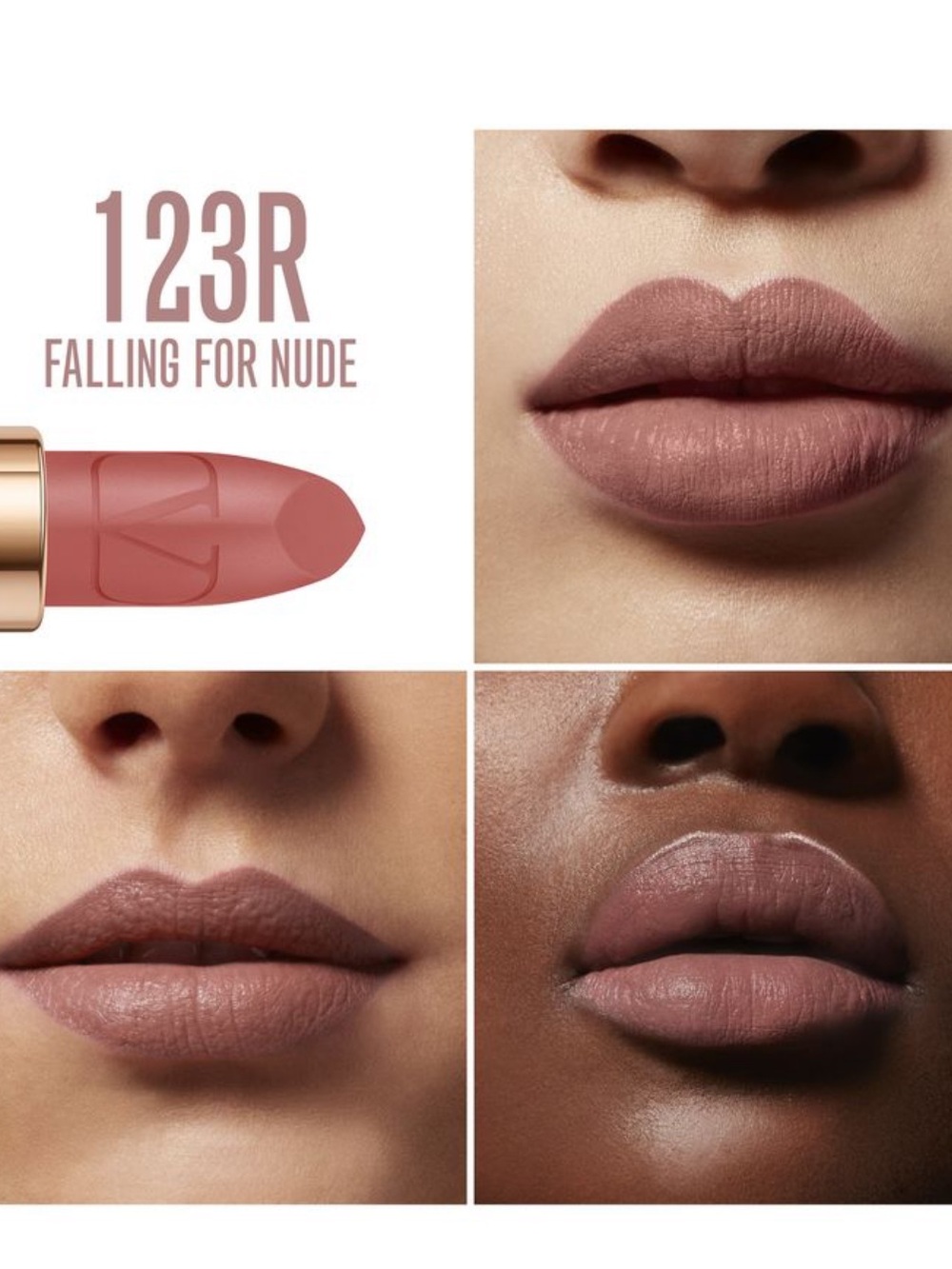 Valentino 123R Falling for Nude matte lipstick